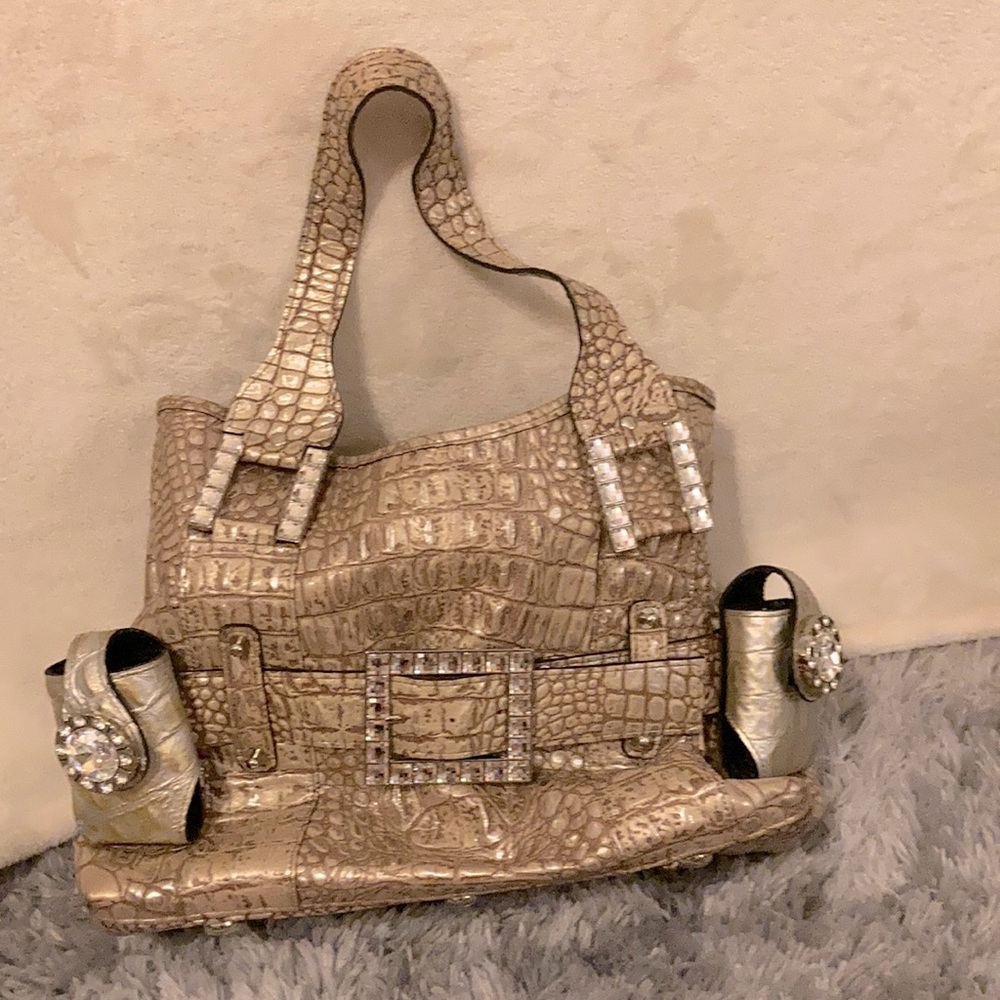 Raviani Snake Skin Skin Bling Shoulder Bag